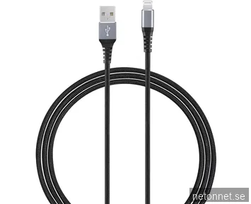 Andersson USB-A - Lightning Flätad / 1,5m - Svart/Rymdgrå
