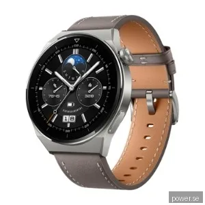 HUAWEI WATCH GT 3 Pro 46 mm med, grått läderarmband