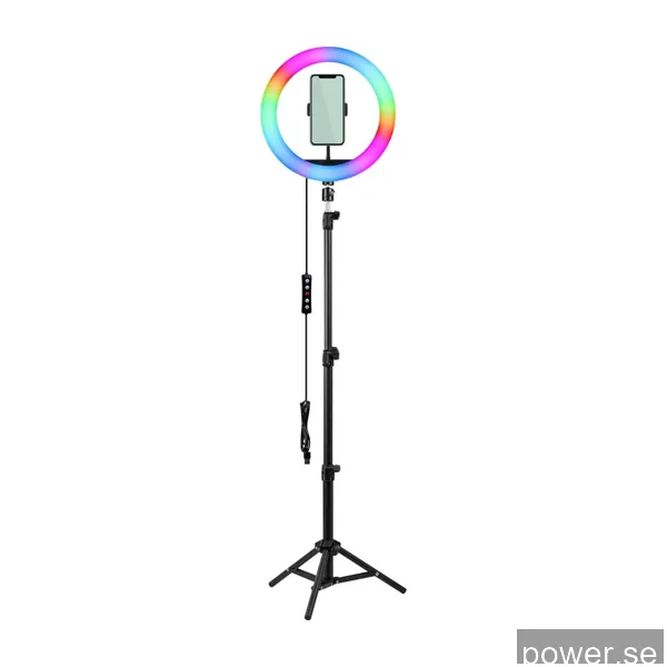 Dacota Platinum 25 cm RGB ringlampa med stativ och väska