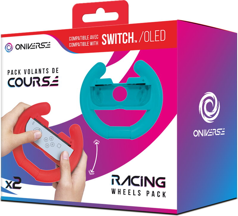 Oniverse Racing Wheel Controller Holders - Blue/Red (2-Pack) - Nintendo Switch