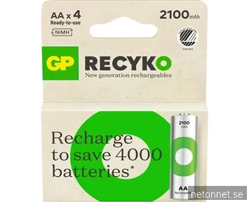 GP Battery Recyko NiMH AA HR6 2100mAh 4-Pack