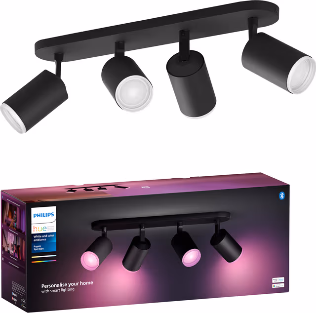 Philips Hue Fugato Plate/Spiral 4x5.7W Spots - Black