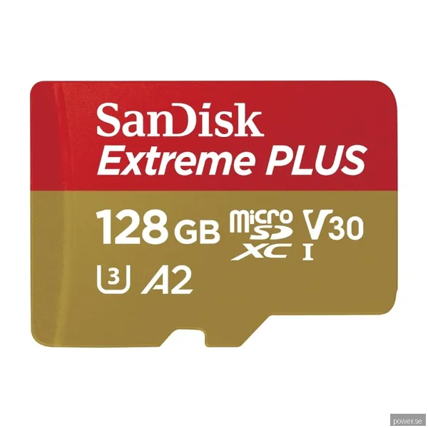 SanDisk MicroSDXC Extreme+ 128 GB minneskort A2 C10 v30