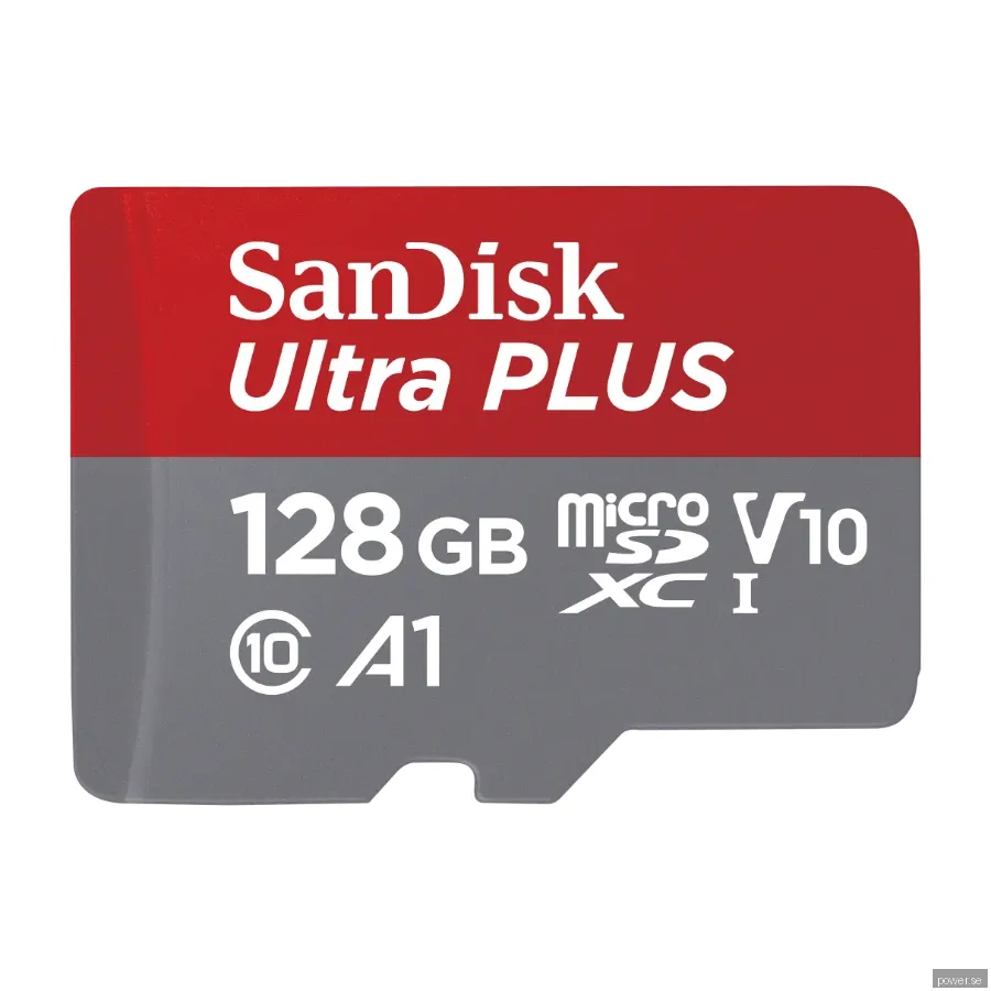 SanDisk MicroSDXC Ultra+ minneskort 128 GB A1 C10 v10