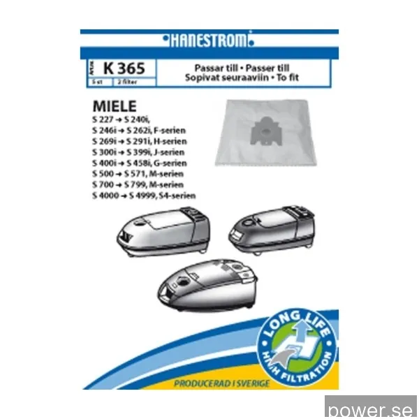 hanestroem Vacuum Cleaner Bags K365 - 5 pcs