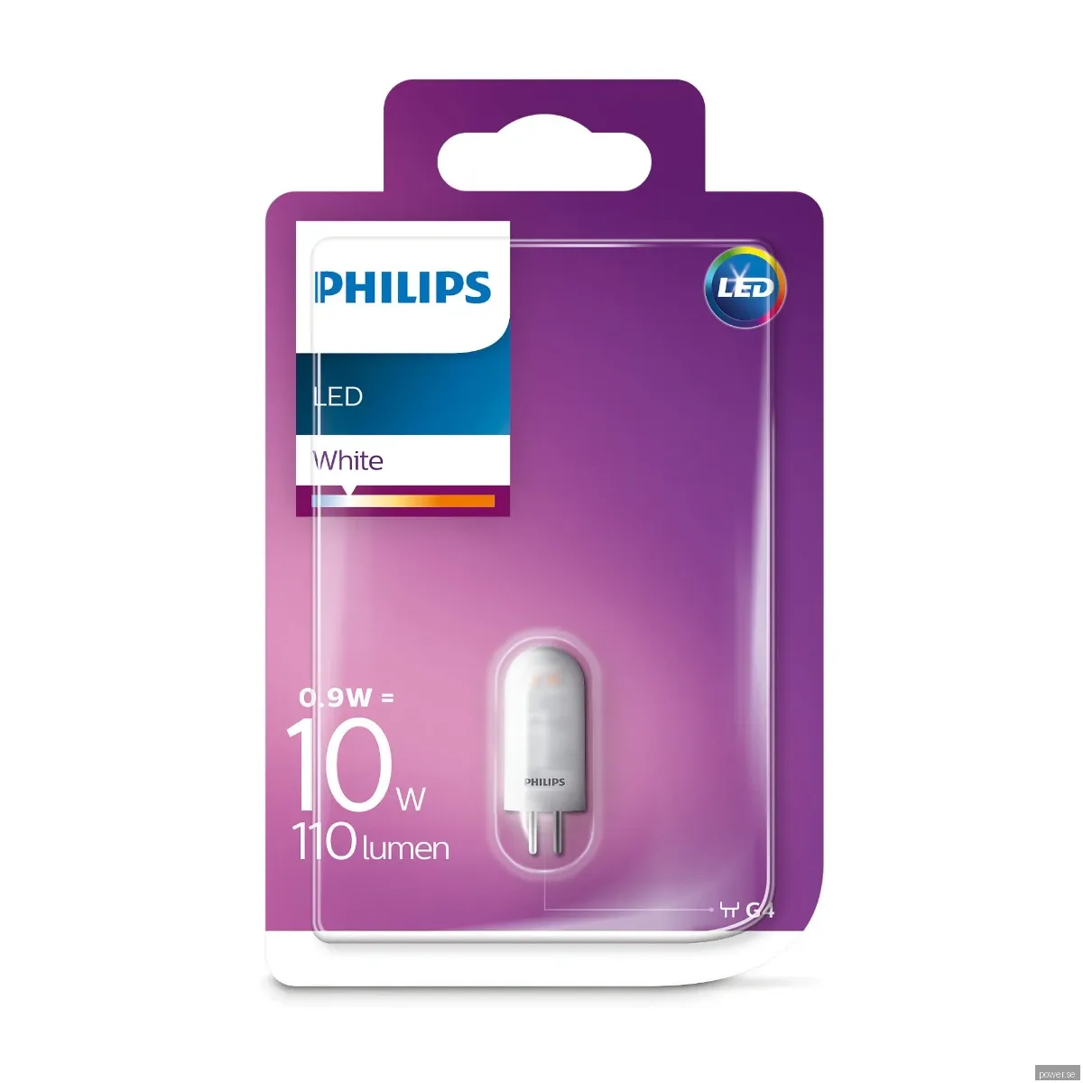 Philips LED kapsel 0.9 W (10 W), G4, vit