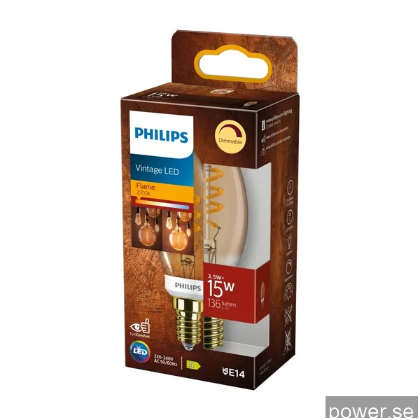 Philips LED Klot (Dimbar) E14, 136 lm