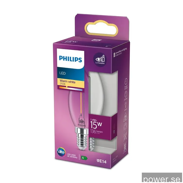 Philips LED Classic 15W B35 E14 Ww Cl ND srt4