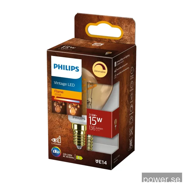 Philips LED Klot (Dimbar) E14, 136 lm