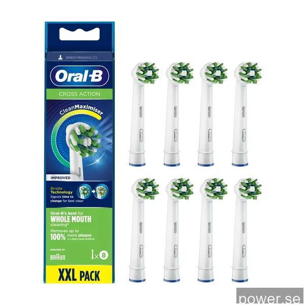 Oral-B Cross Action Refillborsthuvuden 8 St, vit