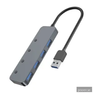 Eletra USB 3.0 Hub 4 portar med strömbrytare