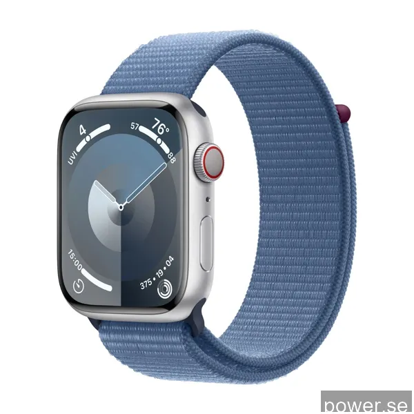 Apple Watch Series 9 GPS + Cellular 45 mm silver aluminiumboett med Vinterblå sportloop