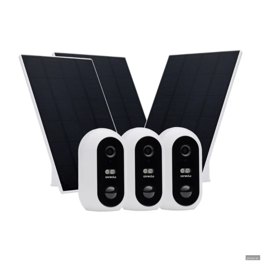 Conecto övervakningskamera + solpanel 3st