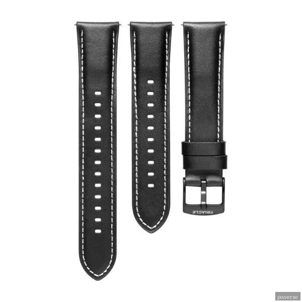 Triacle Natural läderband Universal 20 mm, svart