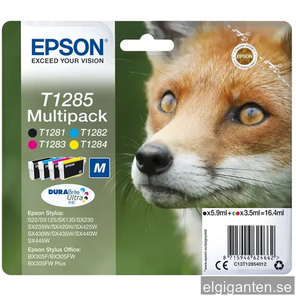 Epson T1285 4-Pack Black Yellow Cyan Magenta