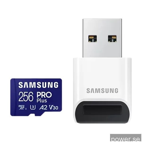 Samsung PRO Plus 256 GB microSD-minneskort + USB-läsare