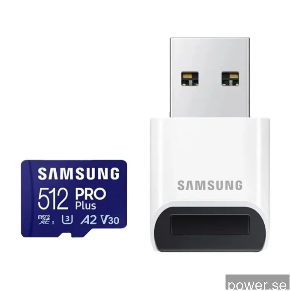 Samsung PRO Plus 512 GB microSD-minneskort + USB-läsare