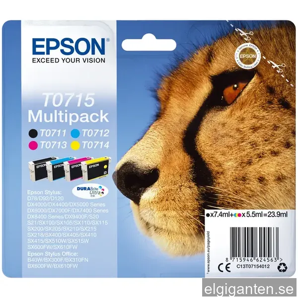 Epson bläckpatroner T071 Cyan Magenta Gul Sort DuraBrite Ultra