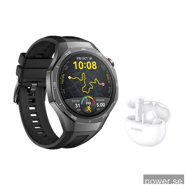 HUAWEI WATCH GT 5 Pro 46 mm smartwatch, svart + FreeBuds 5i