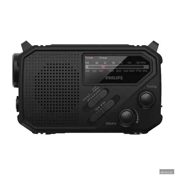 Philips TAR1609/00 bärbar FM/AM-vevradio och ficklampa, svart