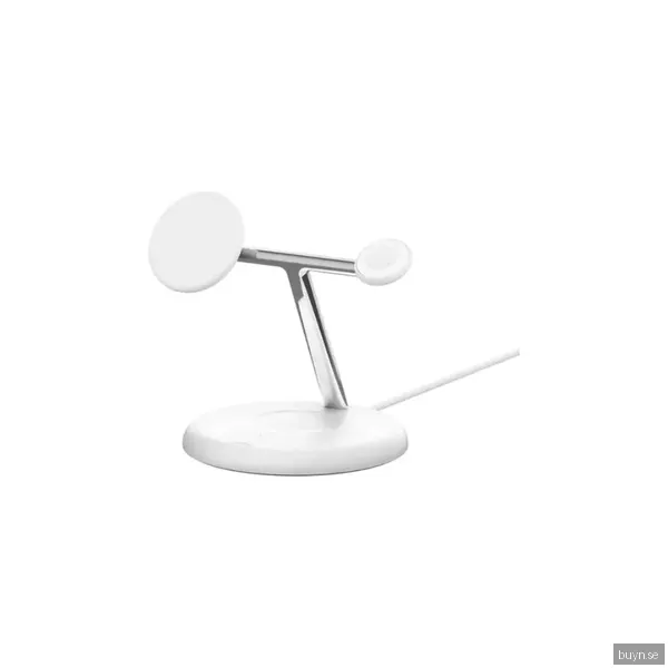 Belkin BoostCharge Pro 3-i-1 Qi2 trådlöst laddningsställ (vitt)