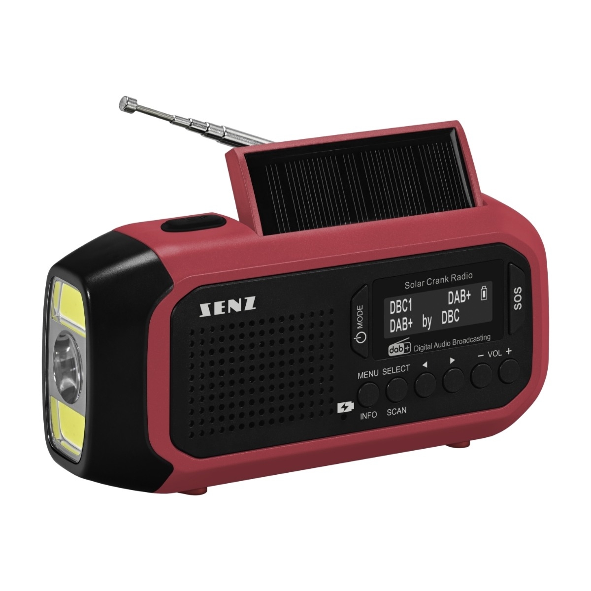 Senz Trail 2.Gen solar vevradio, röd