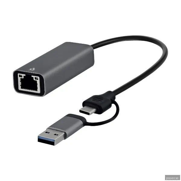 Conecto USB-C/USB-A Ethernet-adapter, grå