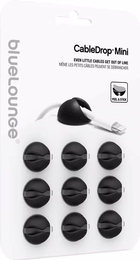Bluelounge Design CableDrop mini - Black - 9-pack