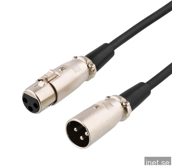 Deltaco XLR-lydkabel 3-pin han - 3-pin hun 15m