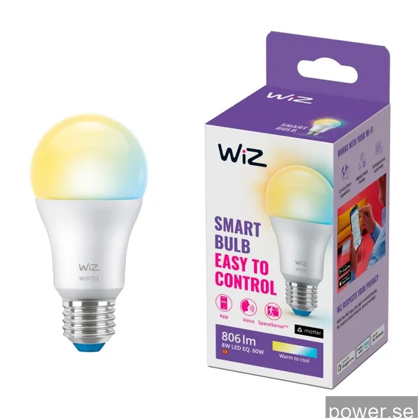 WiZ Tunable A60 E27 Smart LED-lampa - dimbar varm-till-kallvit