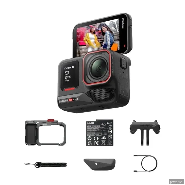 Insta360 Ace Pro 2 actionkamera enkelt batteri Xplorer Bundle, Skiffergrå