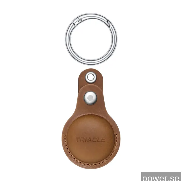 Triacle nyckelring för spårare i äkta läder, Vintage Brown