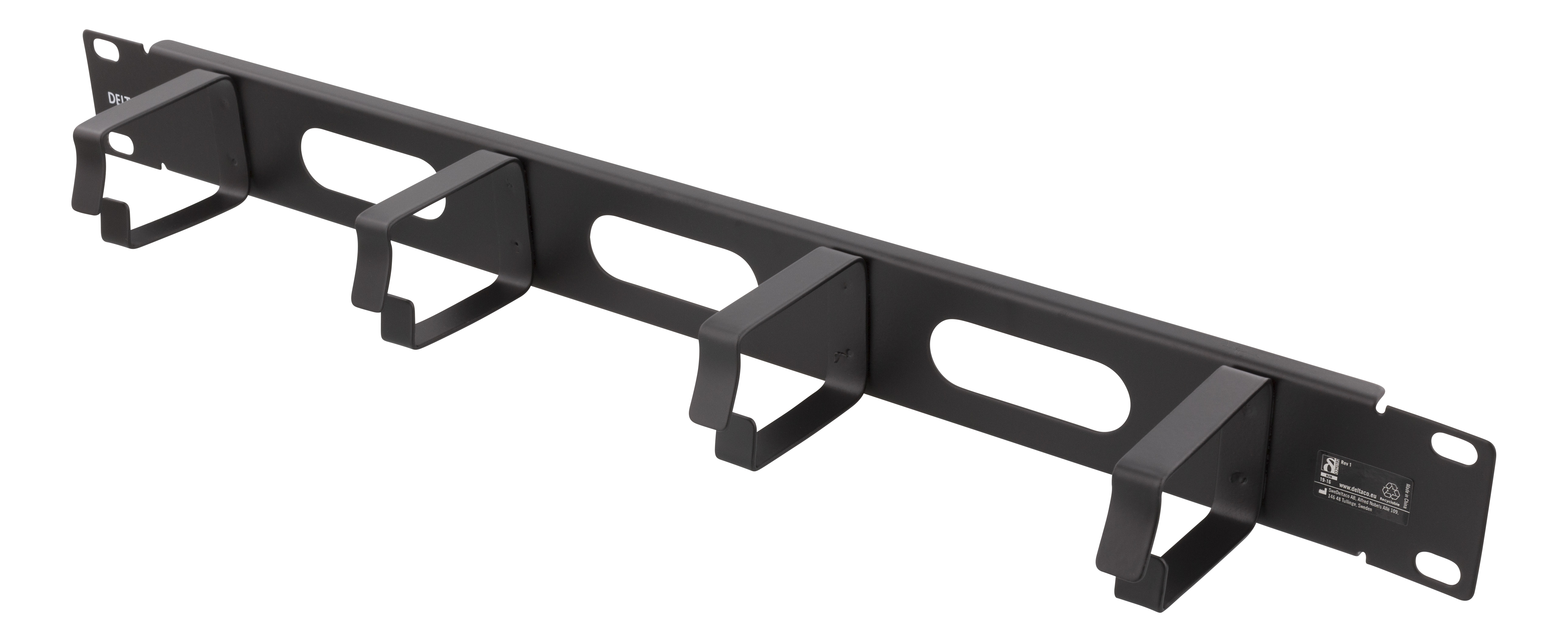 Deltaco 19" 1U Metal Cable Management with brush