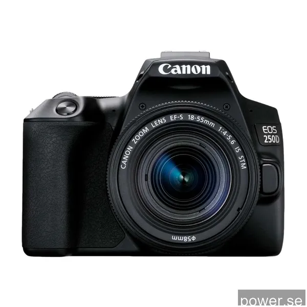 Canon Eos 250D DSLR + 18-55 Is, svart