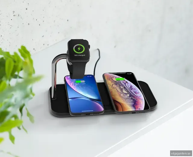 ZENS Dual+Watch Aluminium Wireless Charger Black