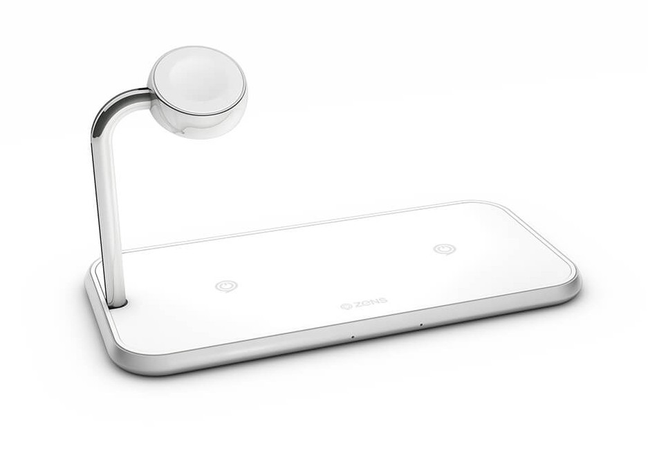 ZENS Dual+Watch Aluminium Wireless Charger White