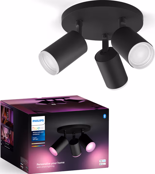 Philips Hue Fugato Plate/Spiral 3x5.7W Spots - Black