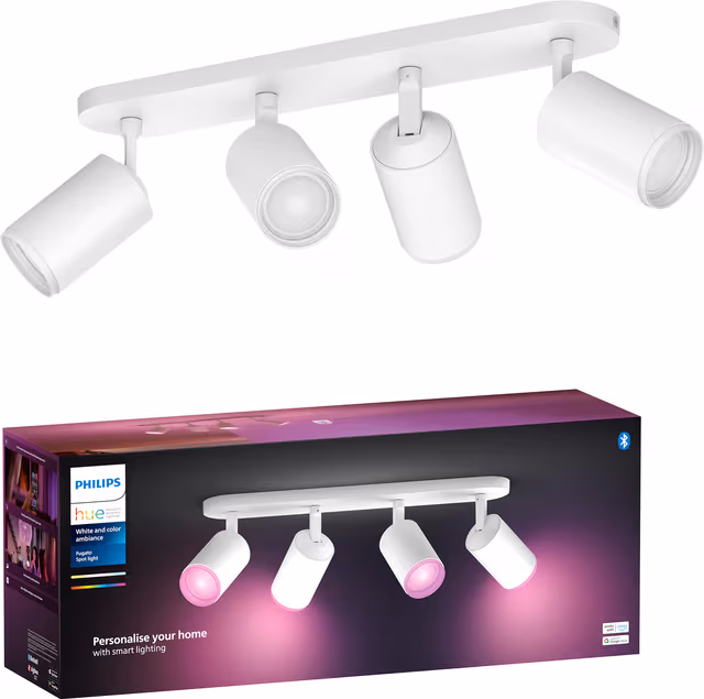 Philips Hue Fugato Plate/Spiral 4x5.7W Spots - White