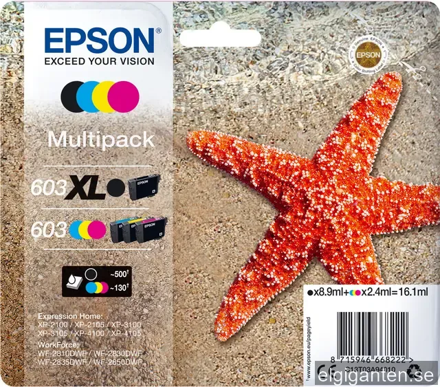 Epson 603 Multipack - 4-pack - black yellow cyan magenta - original - ink cartridge