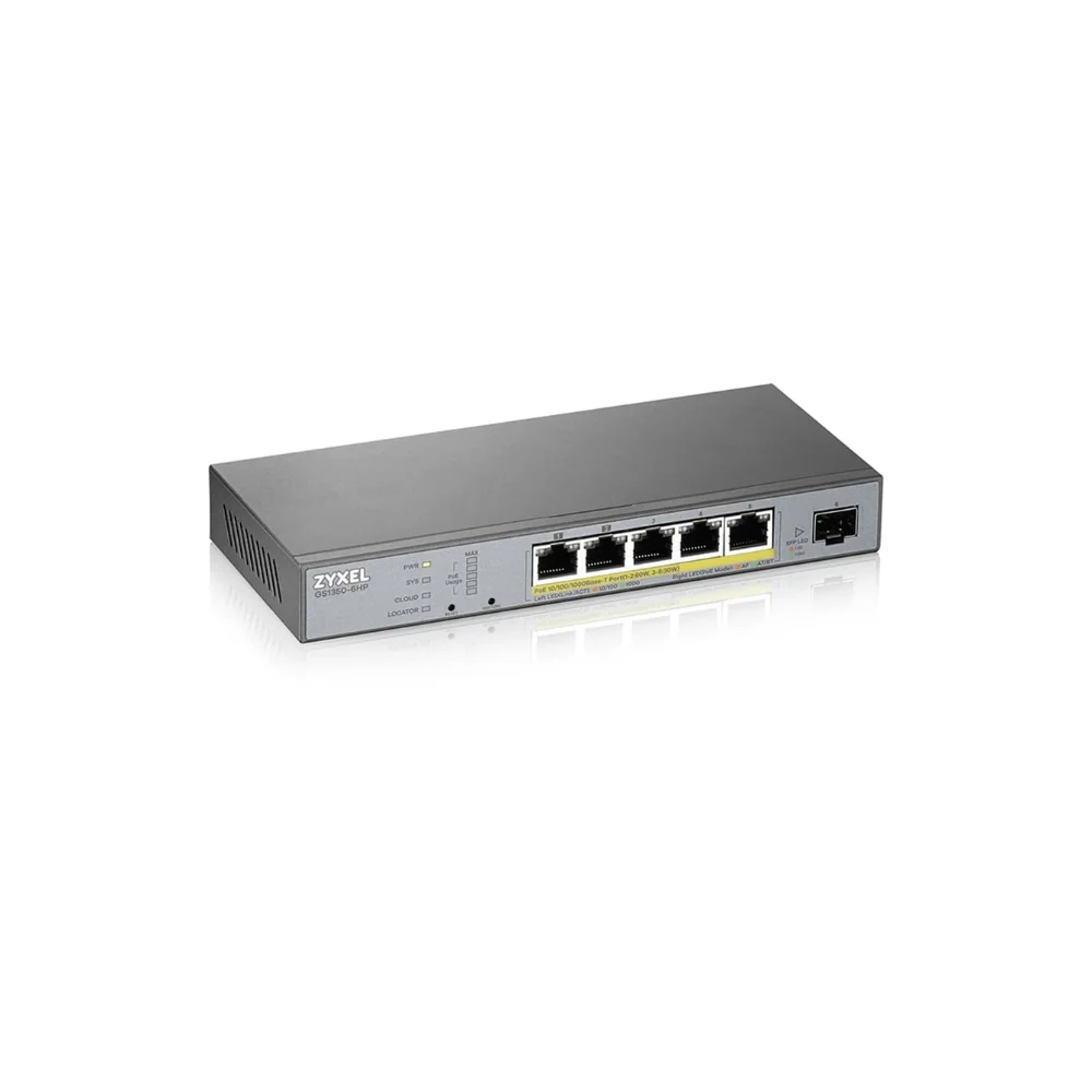 ZyXEL GS1350-6HP 5-port GbE Smart Managed PoE+ (60W) Switch with GbE Uplink