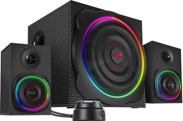 SpeedLink Gravity Carbon RGB 2.1, 60W RMS, Bluetooth - Svart