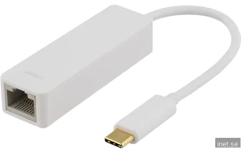 DELTACO Nätverksadapter USB-C 3.1 till RJ45 Vit