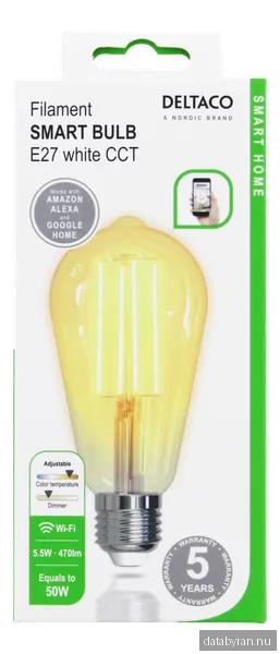 Deltaco SH-LFE27ST64 LED smart glödlampa E27