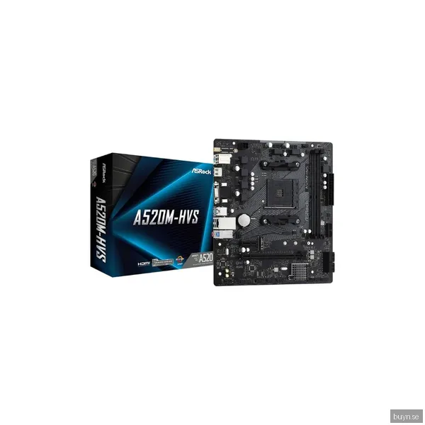 ASRock A520M-HVS Moderkort - AMD A520 - AMD AM4 - DDR4 RAM - Micro-ATX