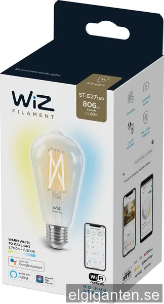 WiZ Tunable ST64 E27 Smart Filament Lampa - Dimbar varm-till-kallvit LED