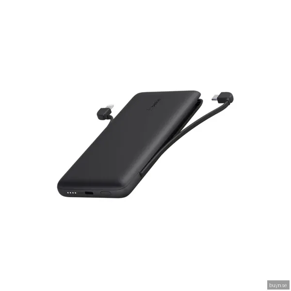 Belkin 10K PD Power Bank with Integrated Cables PowerBank - Svart - 10000 mAh
