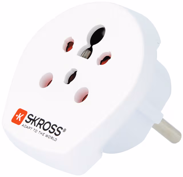 SKross Country Travel Adapter India-Israel-Denmark to Europe