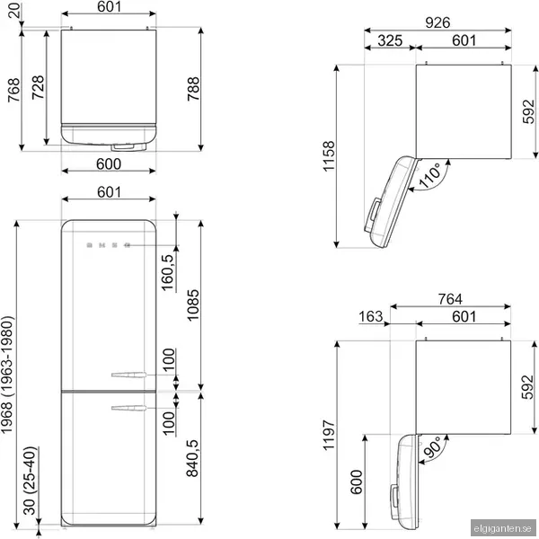 Smeg 50’s Style Kyl/Frys FAB32LCR5 (kräm)