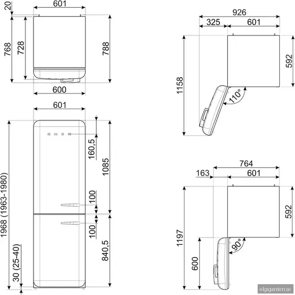 Smeg 50’s Style Kyl/Frys FAB32LWH5 (vit)