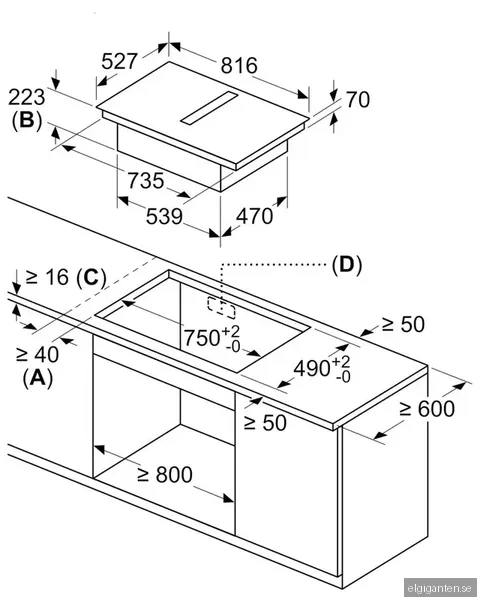 Bosch Serie 8 Induktionshäll med fläkt PXX895D66E (80cm)